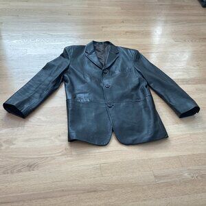 Alfani Men's 3 Button Genuine Leather Blazer, Size S38, Brown Color